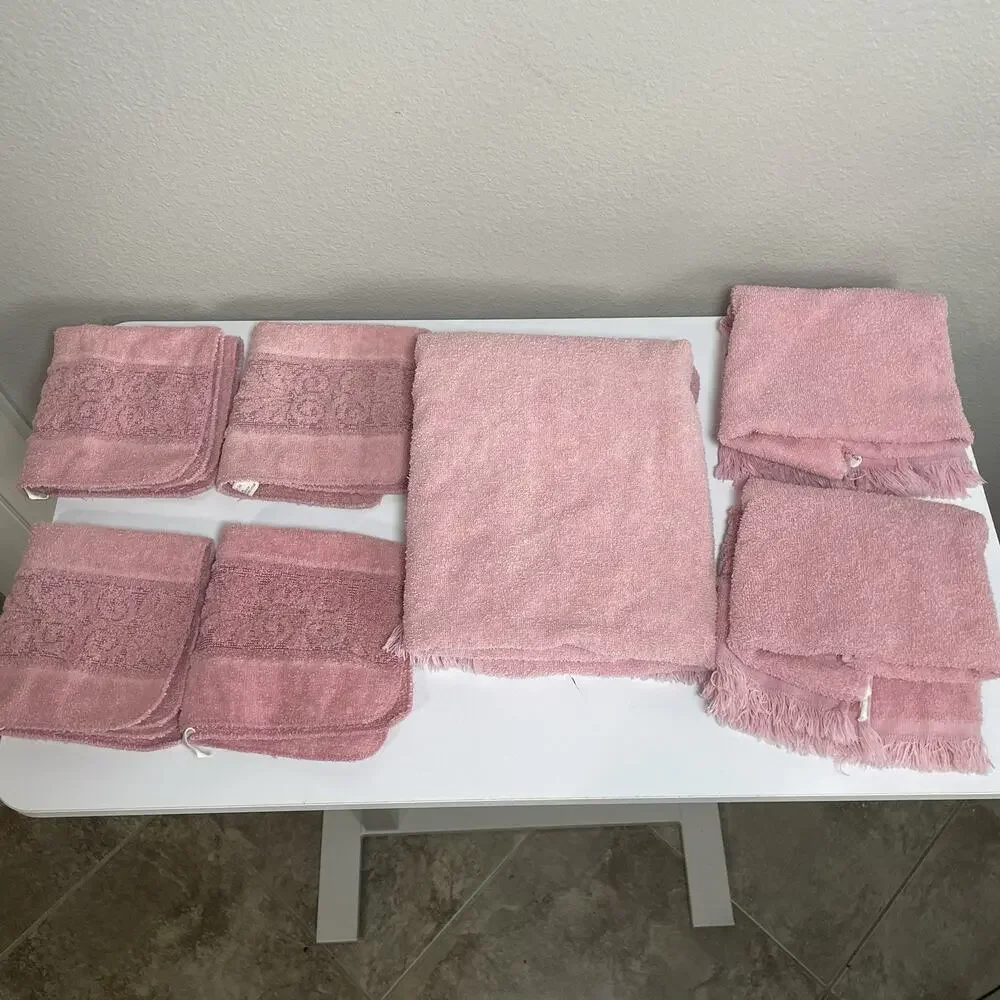 Cannon Monticello Santa Cruz Towels Pink Mauve 1 Bath 2 Hand 4 Washcloth Fringe